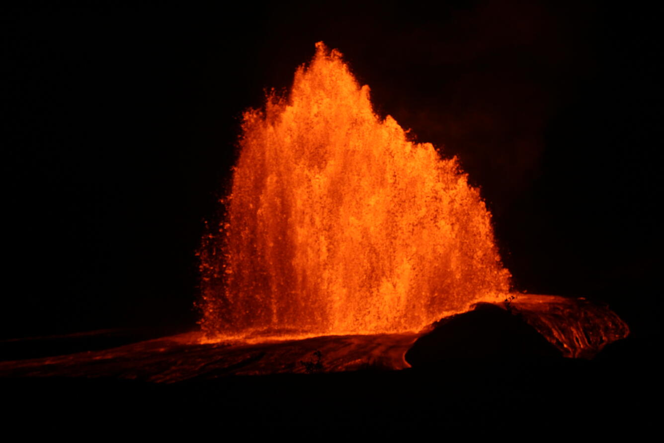Kīlauea lava fountain during episode 55, photographed by the U.S. Geological Survey on October 17, 2026